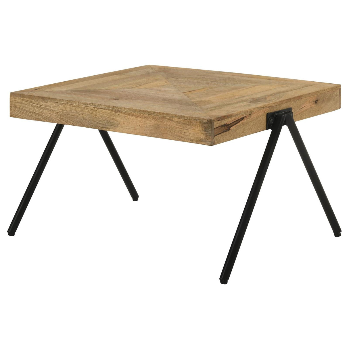 Avery Natural/Black Rectangular Coffee Table with Metal Legs