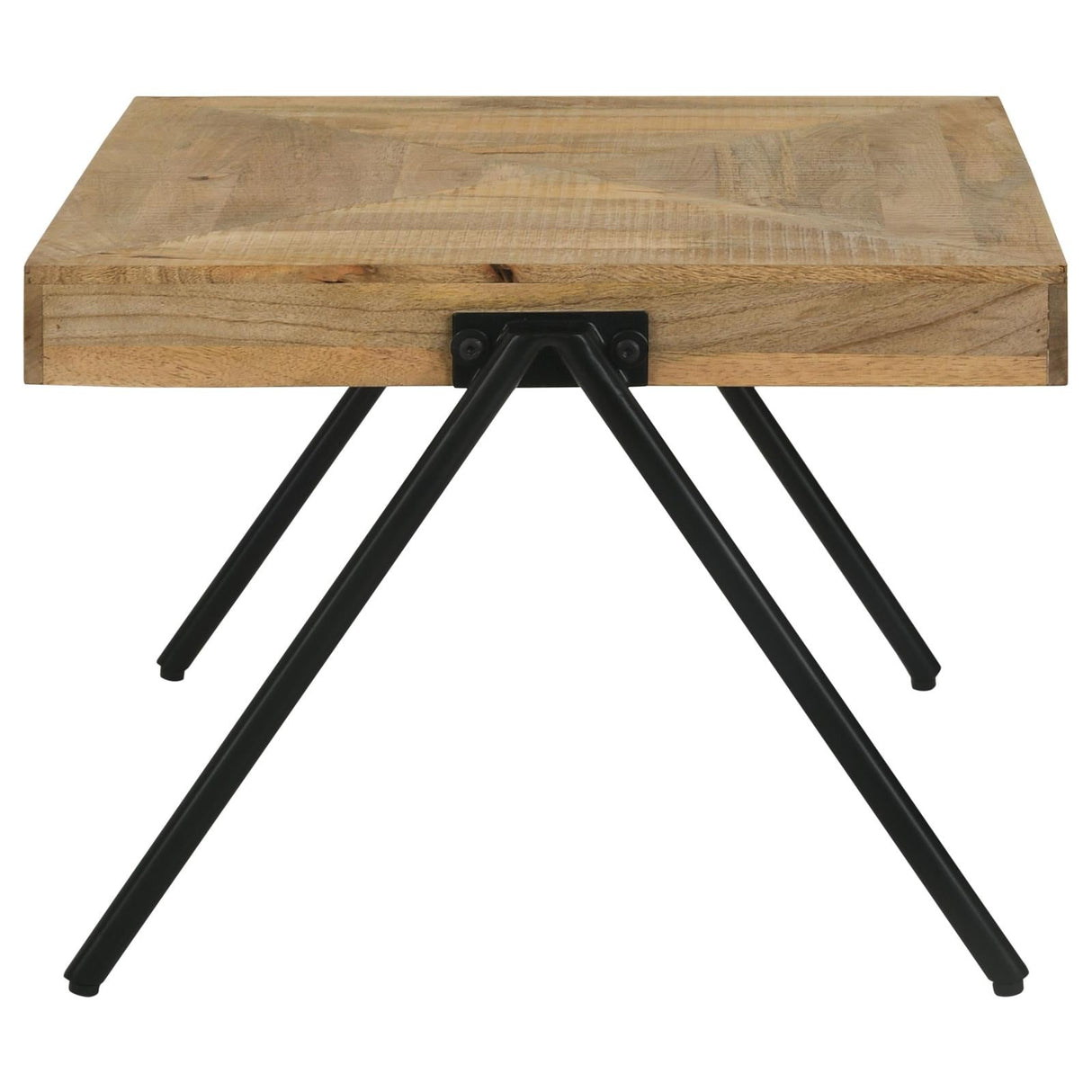 Avery Natural/Black Rectangular Coffee Table with Metal Legs