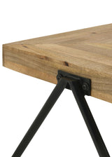 Avery Natural/Black Rectangular Coffee Table with Metal Legs