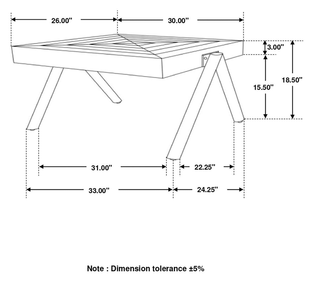 Avery Natural/Black Rectangular Coffee Table with Metal Legs