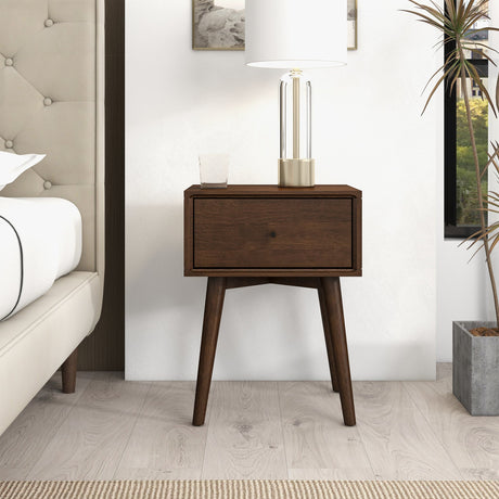 Avery Solid Wood Walnut Night Stand with Single Drawer by Ashcroft Furniture at Eve Furniture