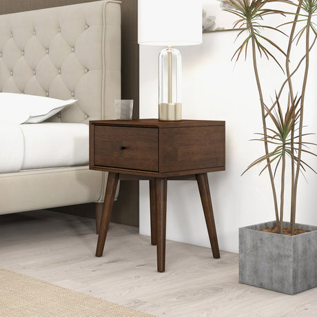 Avery Solid Wood Walnut Night Stand with Single Drawer by Ashcroft Furniture at Eve Furniture