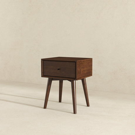 Avery Solid Wood Walnut Night Stand with Single Drawer by Ashcroft Furniture at Eve Furniture