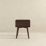 Avery Solid Wood Walnut Night Stand with Single Drawer by Ashcroft Furniture at Eve Furniture