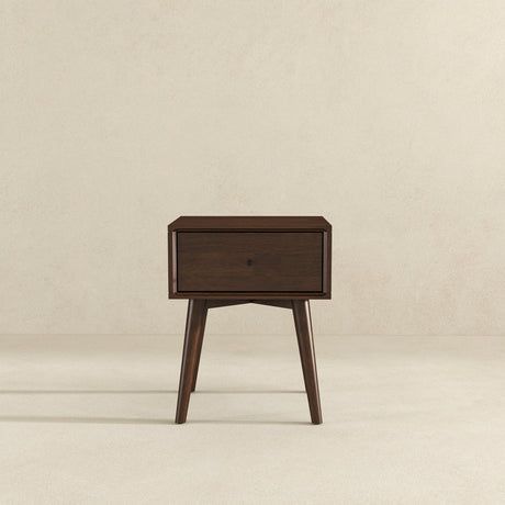 Avery Solid Wood Walnut Night Stand with Single Drawer by Ashcroft Furniture at Eve Furniture