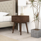 Avery Solid Wood Walnut Night Stand with Single Drawer by Ashcroft Imports at Eve Furniture