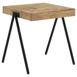 Avery Square End Table with Metal Legs Natural/Black