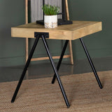 Avery Square End Table with Metal Legs Natural/Black