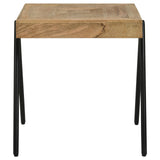 Avery Square End Table with Metal Legs Natural/Black