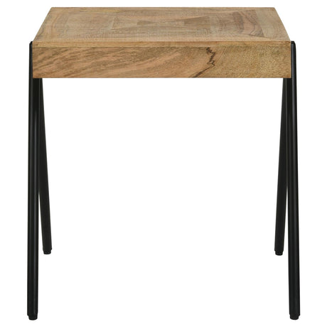 Avery Square End Table with Metal Legs Natural/Black