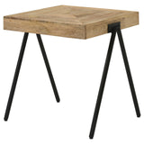 Avery Square End Table with Metal Legs Natural/Black