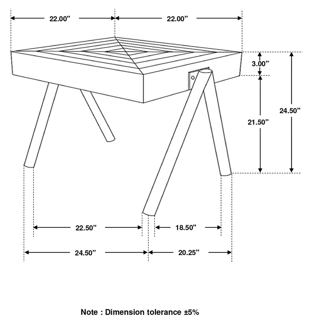 Avery Square End Table with Metal Legs Natural/Black