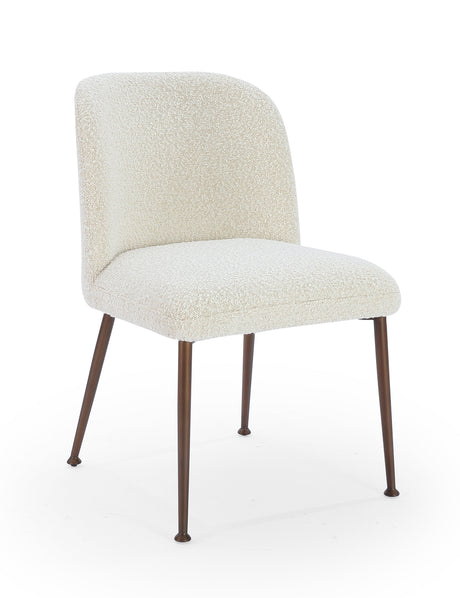 Avery Upholstered Dining Chair in Ricotta Boucle and Bronze Metal (Set of 2) by Modus Furniture at Eve Furniture
