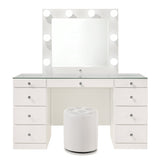 Avery White Vanity Set w/LED Mirror & Stool
