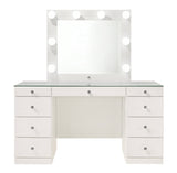 Avery White Vanity Set w/LED Mirror & Stool
