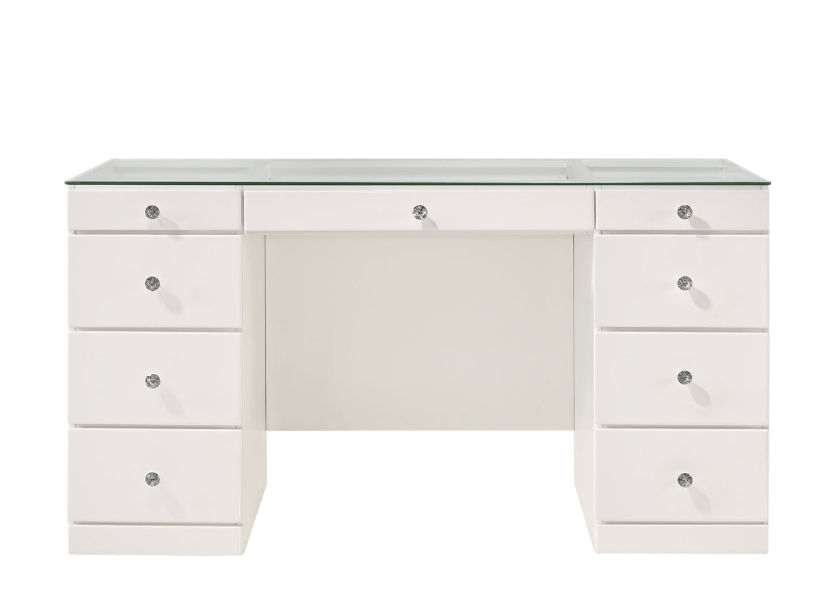 Avery White Vanity Set w/LED Mirror & Stool