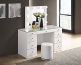 Avery White Vanity Set w/LED Mirror & Stool
