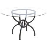 Aviano 48" Round Glass Top Dining Table Clear and Gunmetal