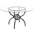 Aviano Clear and Gunmetal 48" Round Glass Top Dining Table by Coaster at Eve Furniture