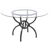 Aviano Clear and Gunmetal 48" Round Glass Top Dining Table by Coaster at Eve Furniture