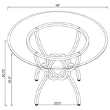 Aviano Clear and Gunmetal 48" Round Glass Top Dining Table by Coaster at Eve Furniture