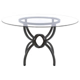 Aviano Clear and Gunmetal 48" Round Glass Top Dining Table by Coaster at Eve Furniture