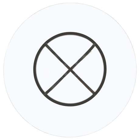 Aviano Clear and Gunmetal 48" Round Glass Top Dining Table by Coaster at Eve Furniture