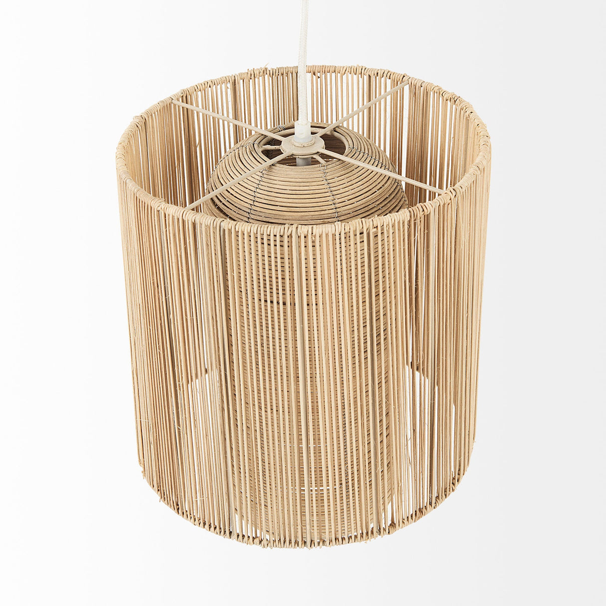 Aviario Natural Cane Cylindrical Pendant Light by Mercana at Eve Furniture