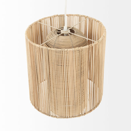 Aviario Natural Cane Cylindrical Pendant Light by Mercana at Eve Furniture