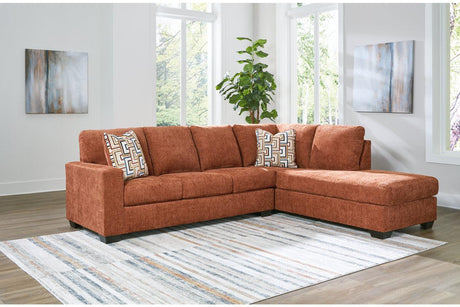 Aviemore Spice 2-Piece Right Arm Facing (RAF) Chaise Sectional by Ashley at Eve Furniture