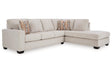 Aviemore Stone 2-Piece Sectional with RAF Chaise by Ashley at Eve Furniture