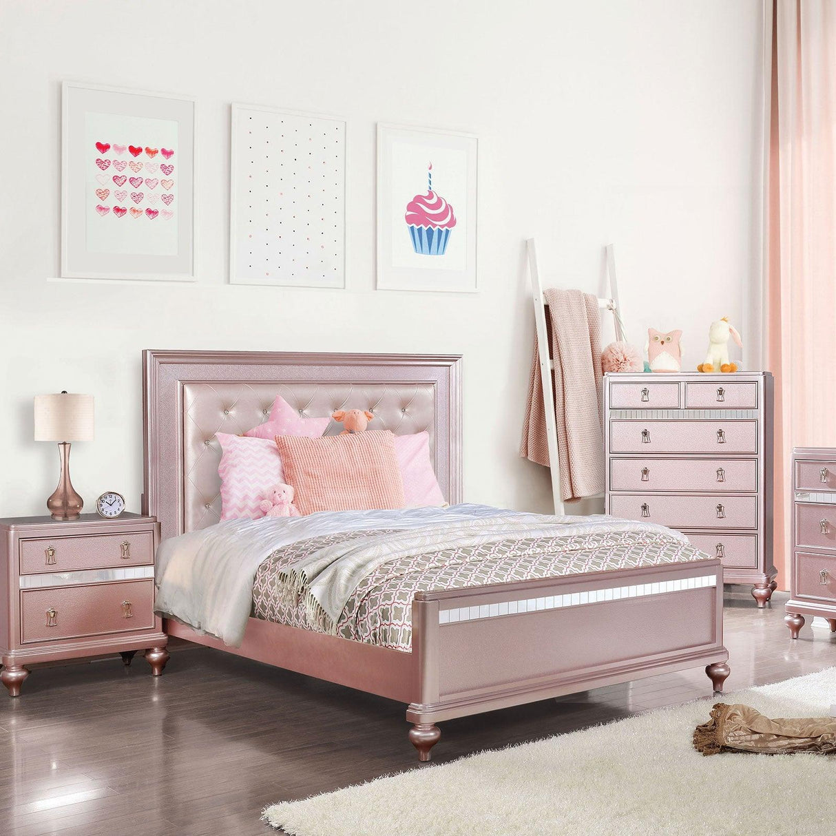 Avior Rose Gold Queen Bed by Furniture of America at Eve Furniture