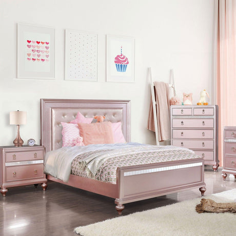 Avior Rose Gold Queen Bed by Furniture of America at Eve Furniture