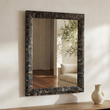 Avis Black Horn Inlay Mirror by MOES at Eve Furniture