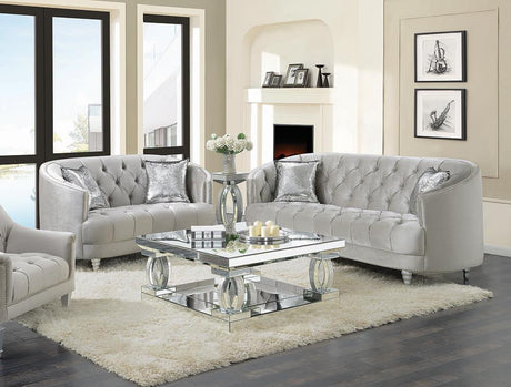 Avonlea Gray 2-Piece Upholstered Sloped Arm Living Room Set by Coaster at Eve Furniture