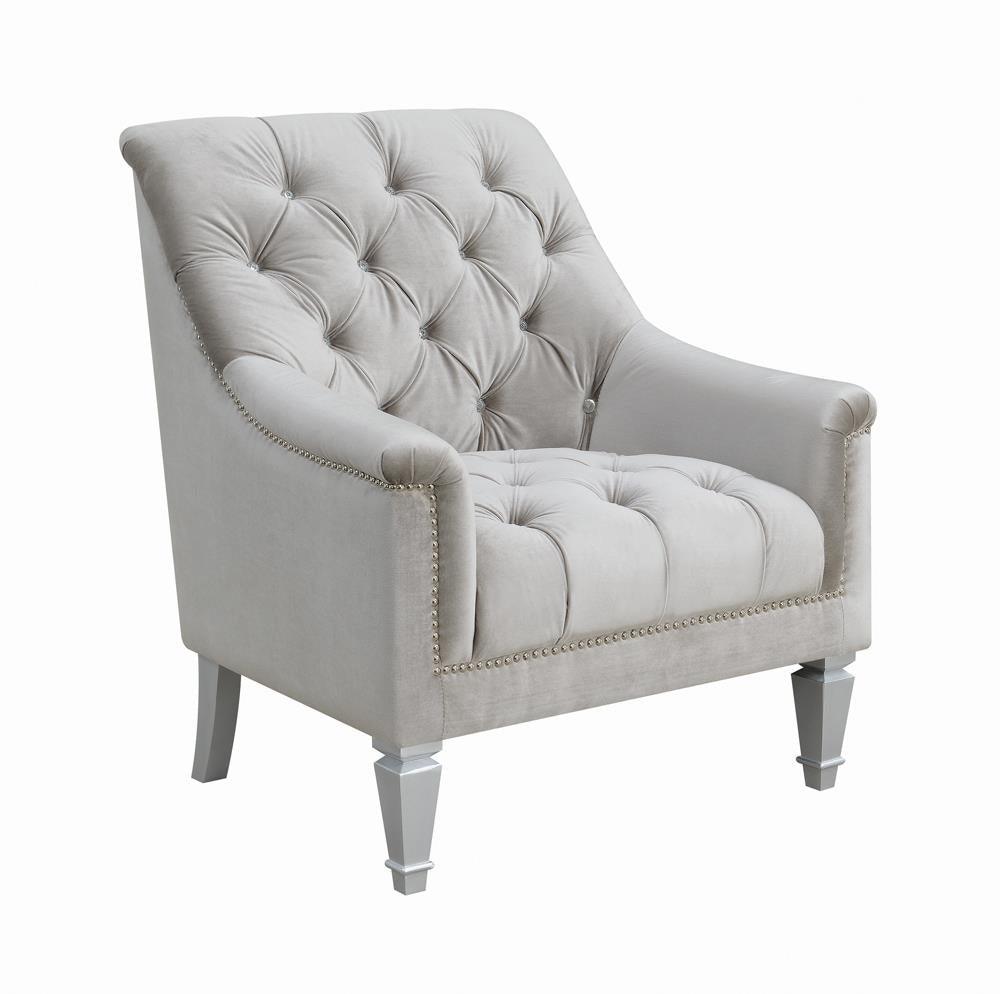 Avonlea Gray Sloped Arm Tufted Chair by Coaster at Eve Furniture