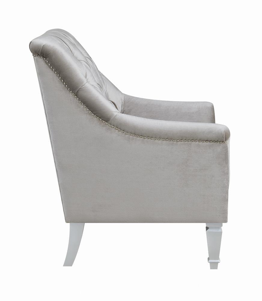 Avonlea Gray Sloped Arm Tufted Chair by Coaster at Eve Furniture