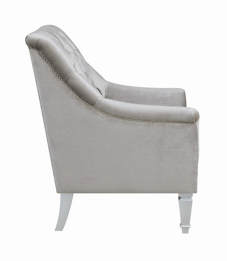 Avonlea Gray Sloped Arm Tufted Chair by Coaster at Eve Furniture