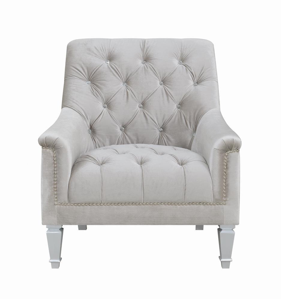 Avonlea Gray Sloped Arm Tufted Chair by Coaster at Eve Furniture