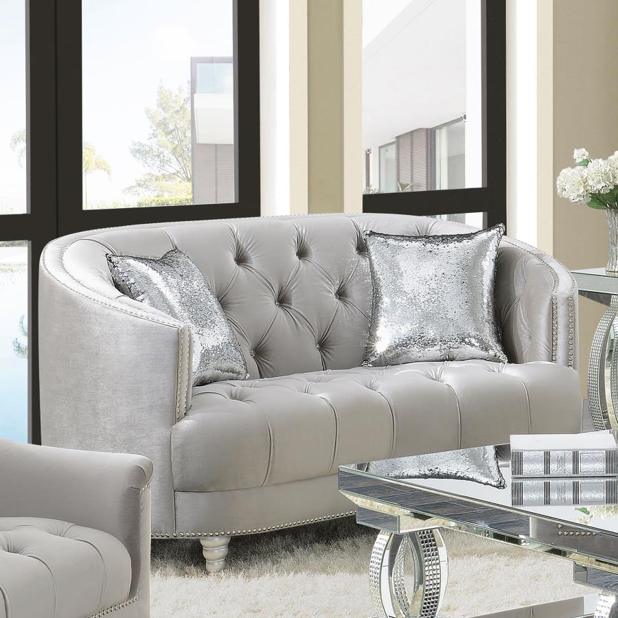 Avonlea Gray Sloped Arm Tufted Loveseat by Coaster at Eve Furniture