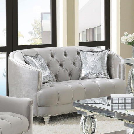 Avonlea Gray Sloped Arm Tufted Loveseat by Coaster at Eve Furniture
