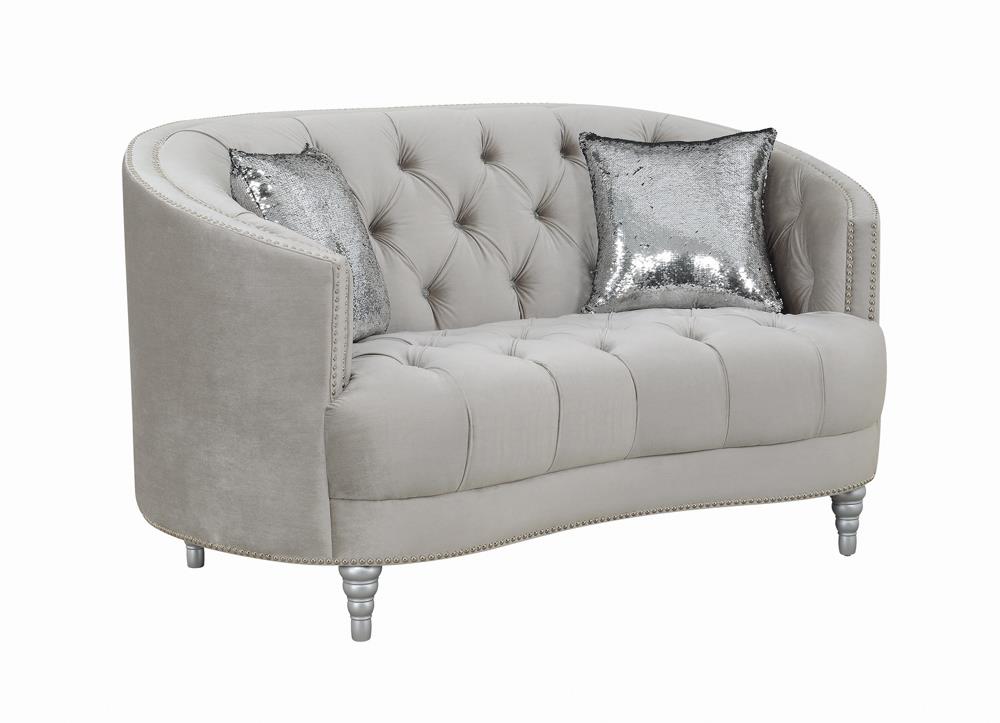 Avonlea Sloped Arm Tufted Loveseat Gray