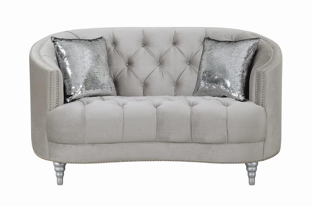 Avonlea Sloped Arm Tufted Loveseat Gray