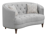 Avonlea Sloped Arm Upholstered Loveseat Trim Gray