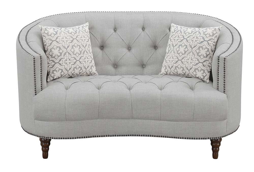 Avonlea Sloped Arm Upholstered Loveseat Trim Gray