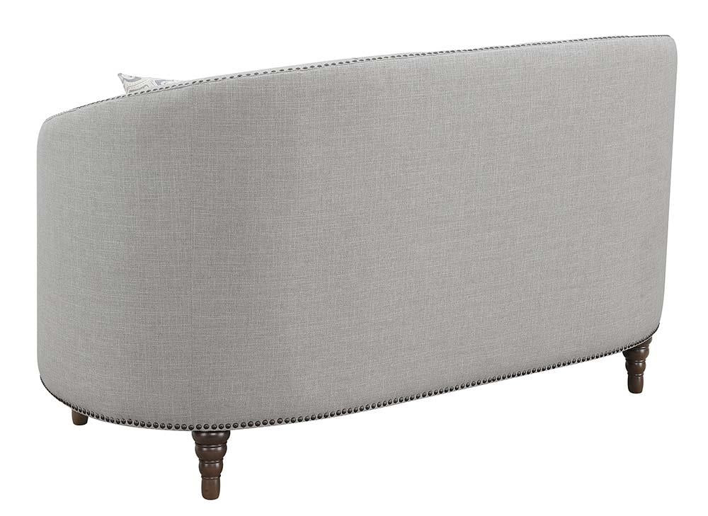 Avonlea Sloped Arm Upholstered Loveseat Trim Gray