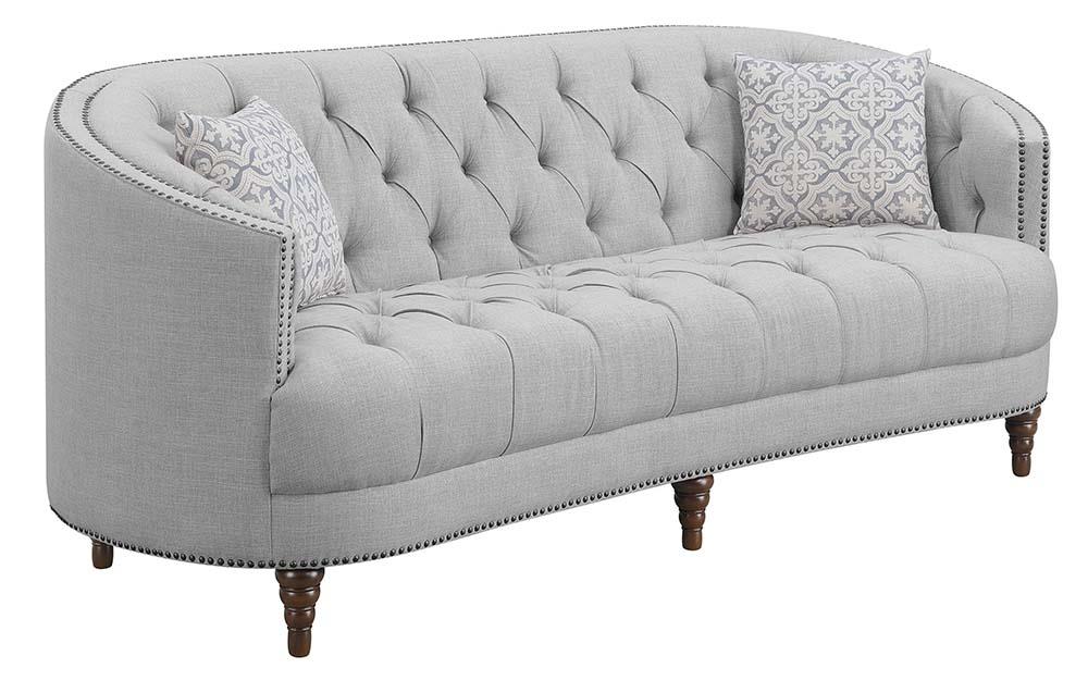 Avonlea Sloped Arm Upholstered Sofa Trim Gray