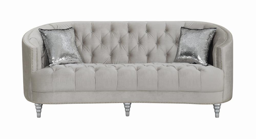 Avonlea Upholstered Sloped Arm Sofa Grey Velvet by Coaster at Eve Furniture