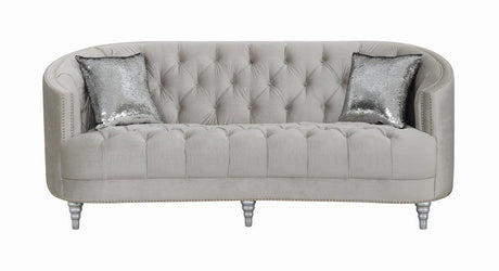 Avonlea Upholstered Sloped Arm Sofa Grey Velvet by Coaster at Eve Furniture