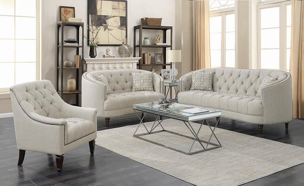 Avonlea Upholstered Tufted Living Room Set Gray